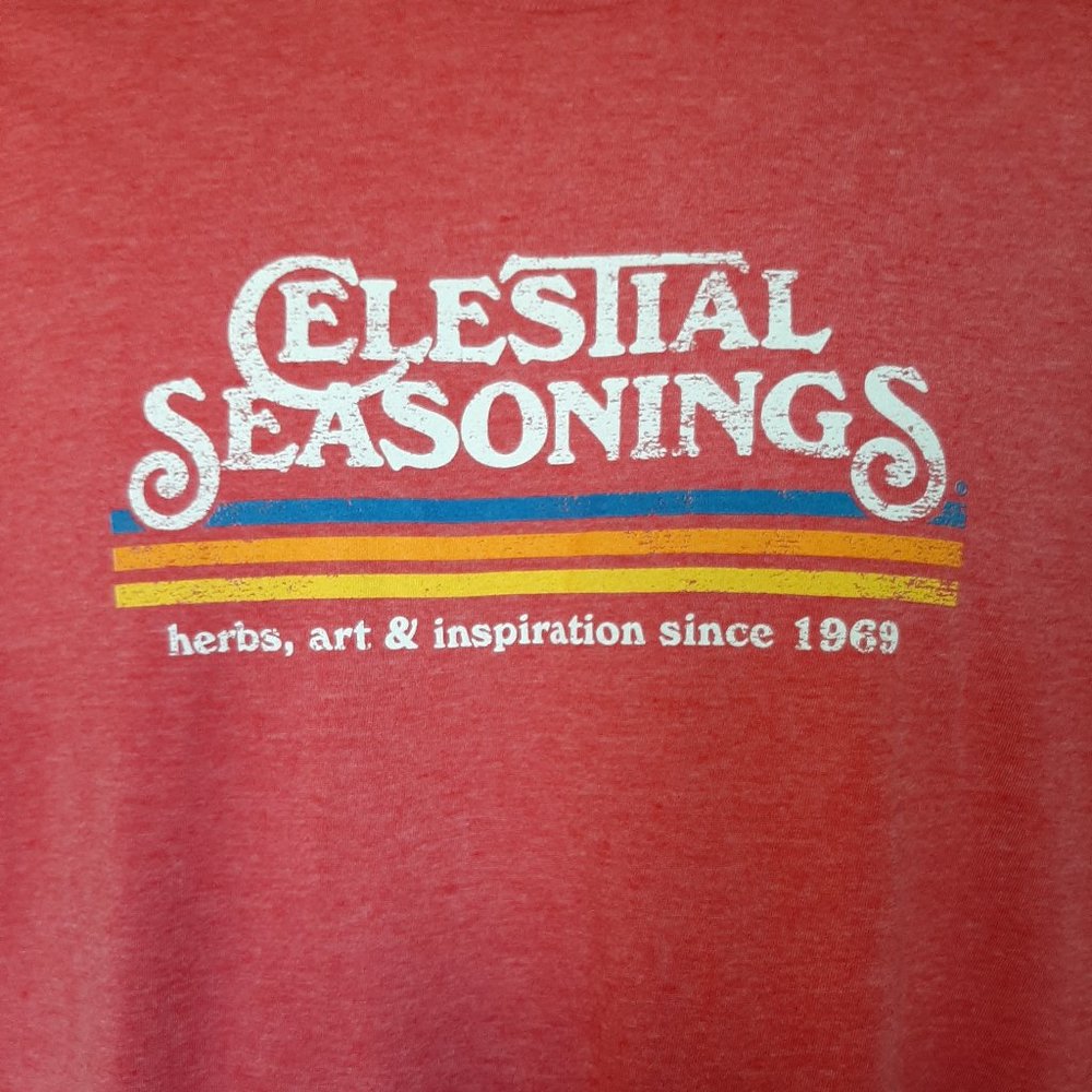CELESTIAL SEASONINGS Vintage-Look Red Stripe t-shirt, Size SMALL only NEW w/Tags - Picture 3 of 3